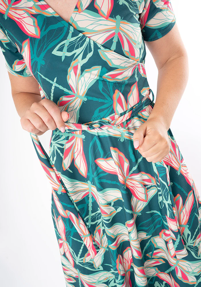 Ffion Layered Dragonfly Print Midi Dress - Image 8