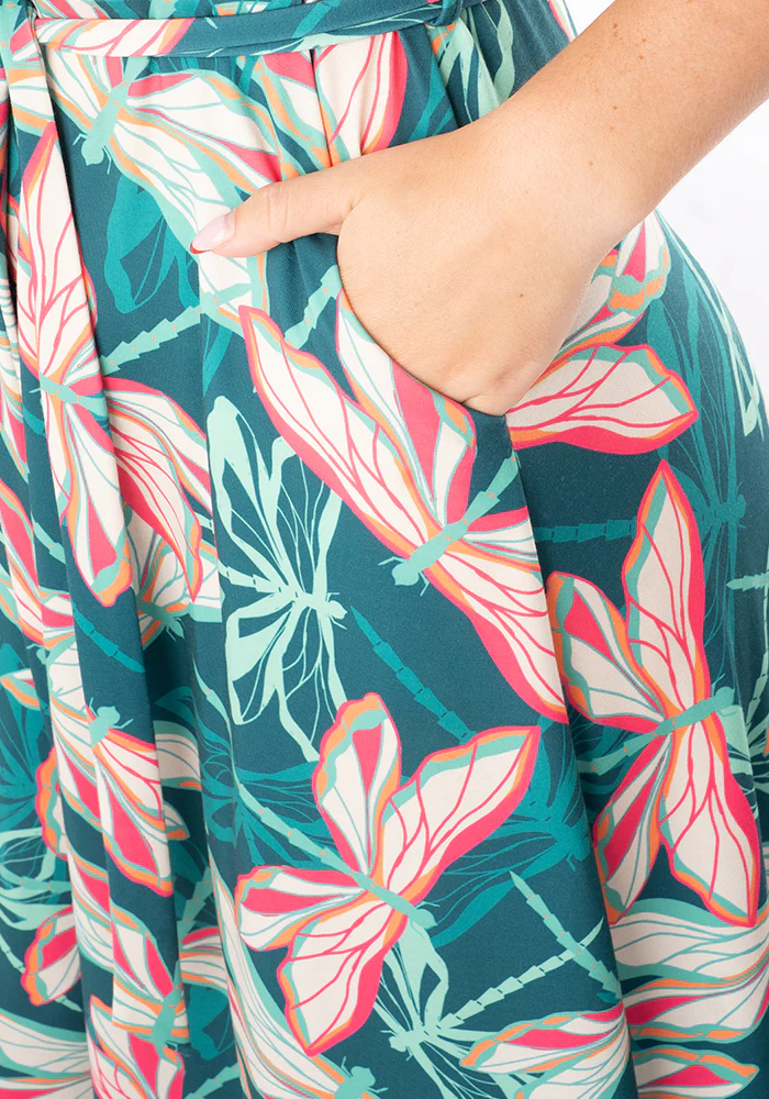 Ffion Layered Dragonfly Print Midi Dress - Image 9