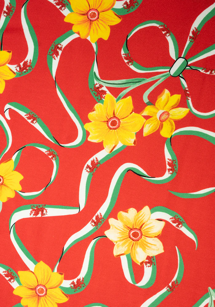 Red Wales Print Flat Waist Jersey Dress - Image 2
