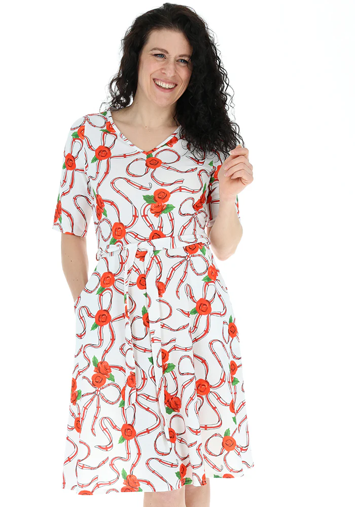 White England Print Flat Waist Jersey Dress - Image 6