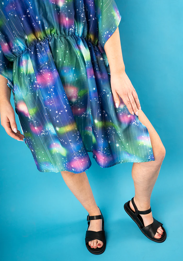 Galaxy Print With Silver Lurex Cover Up - Image 4