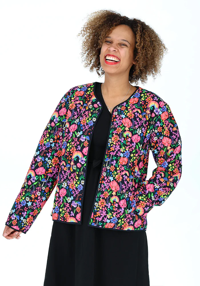 Garden Rainbow Floral Quilted Jacket for Women