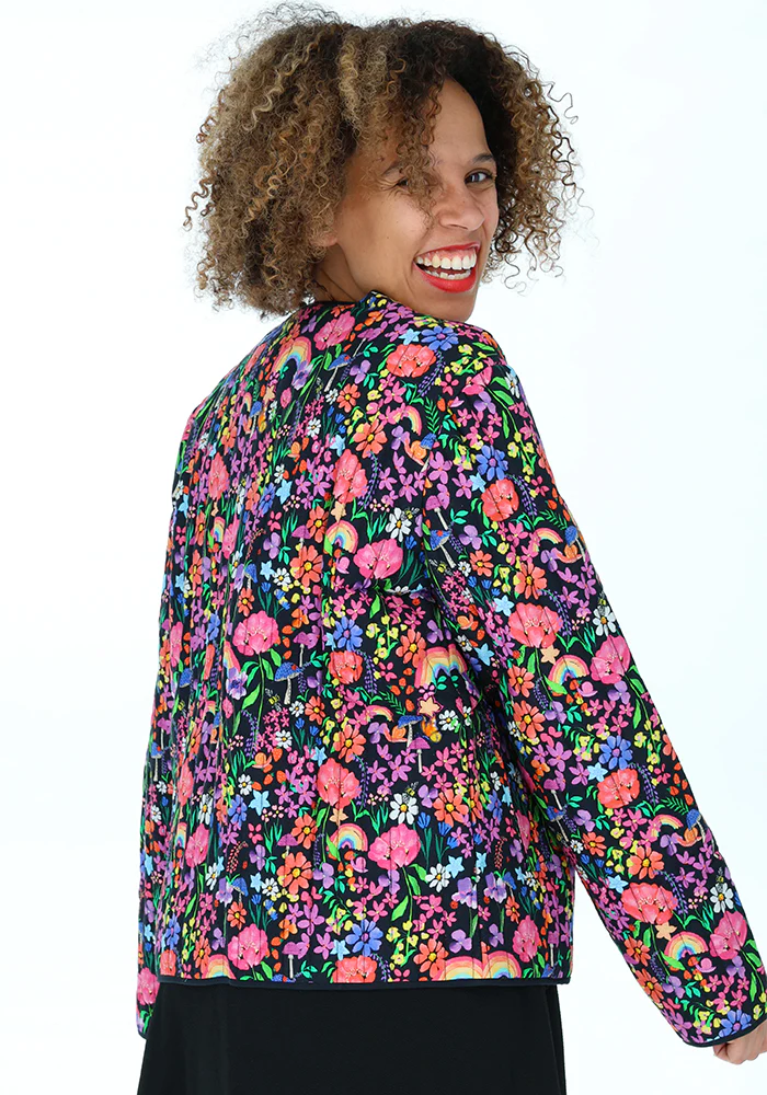 Garden Rainbow Floral Quilted Jacket for Women - Image 2