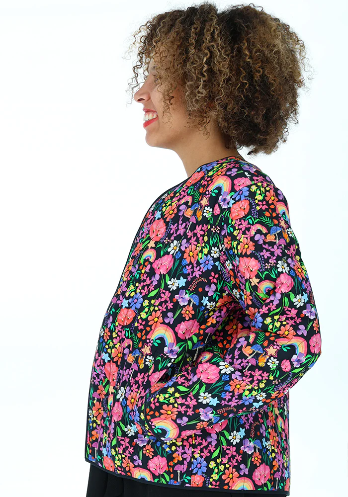 Garden Rainbow Floral Quilted Jacket for Women - Image 4