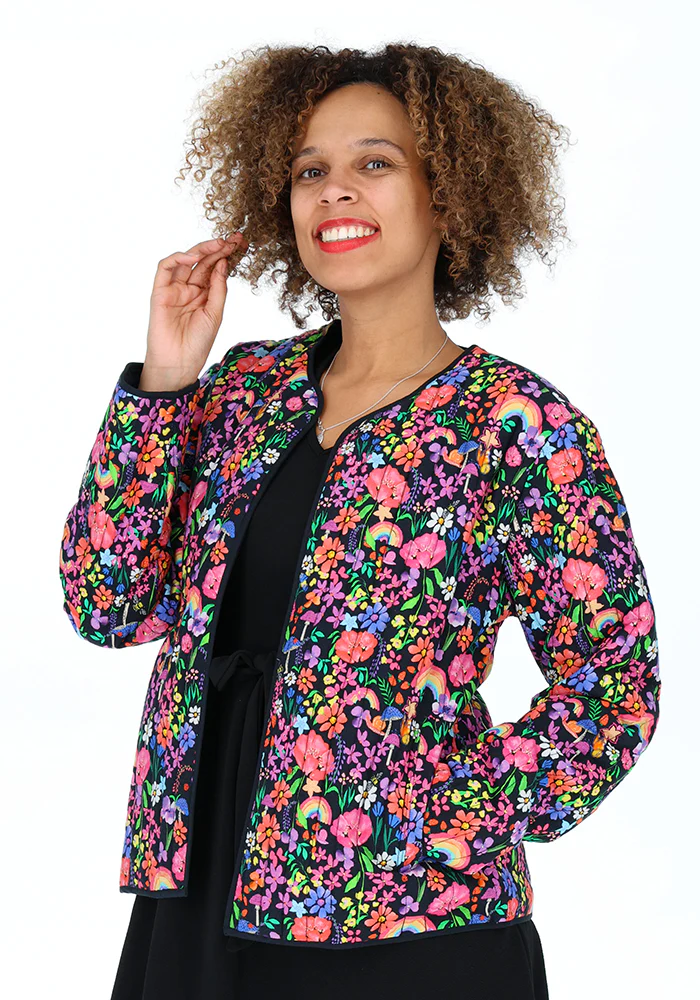 Garden Rainbow Floral Quilted Jacket for Women - Image 5