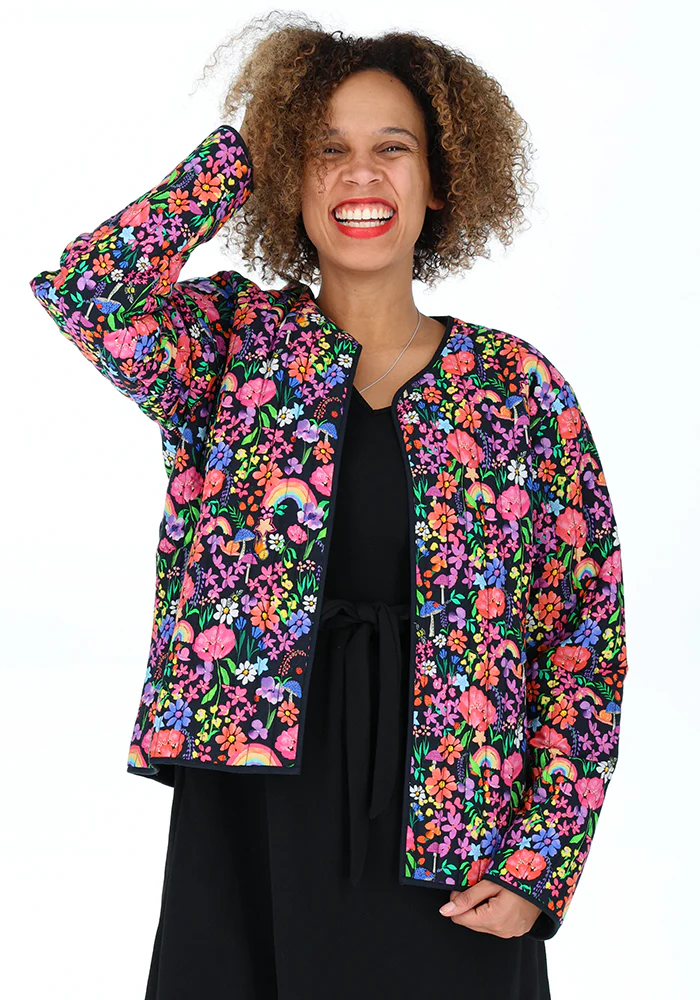 Garden Rainbow Floral Quilted Jacket for Women - Image 6