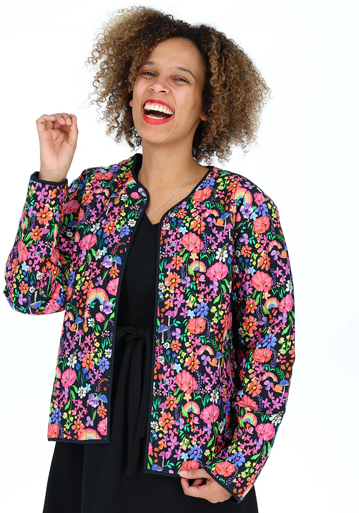 Garden Rainbow Floral Quilted Jacket for Women - Image 7