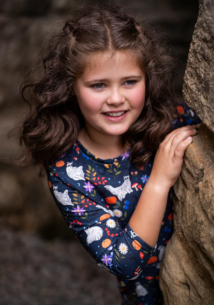 Ghost Cats Print Children's Tiered Hem Dress (Inga) - Image 5