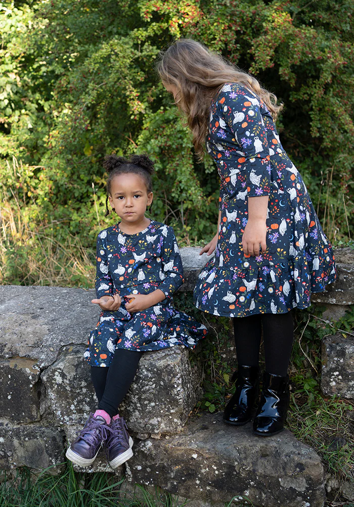 Ghost Cats Print Children's Tiered Hem Dress (Inga) - Image 7