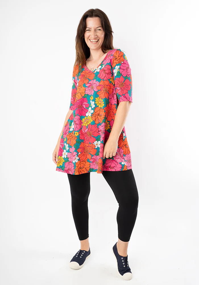 Gillian Bold Floral Print Cotton Tunic - Image 6