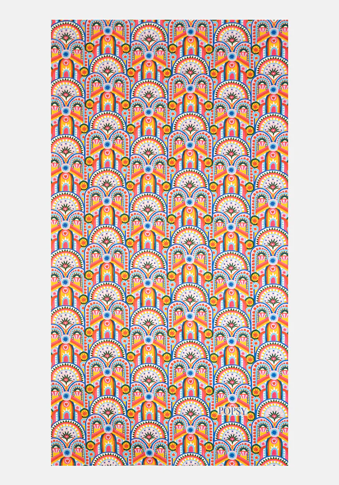 Hand Painted Art Deco Print Large Towel