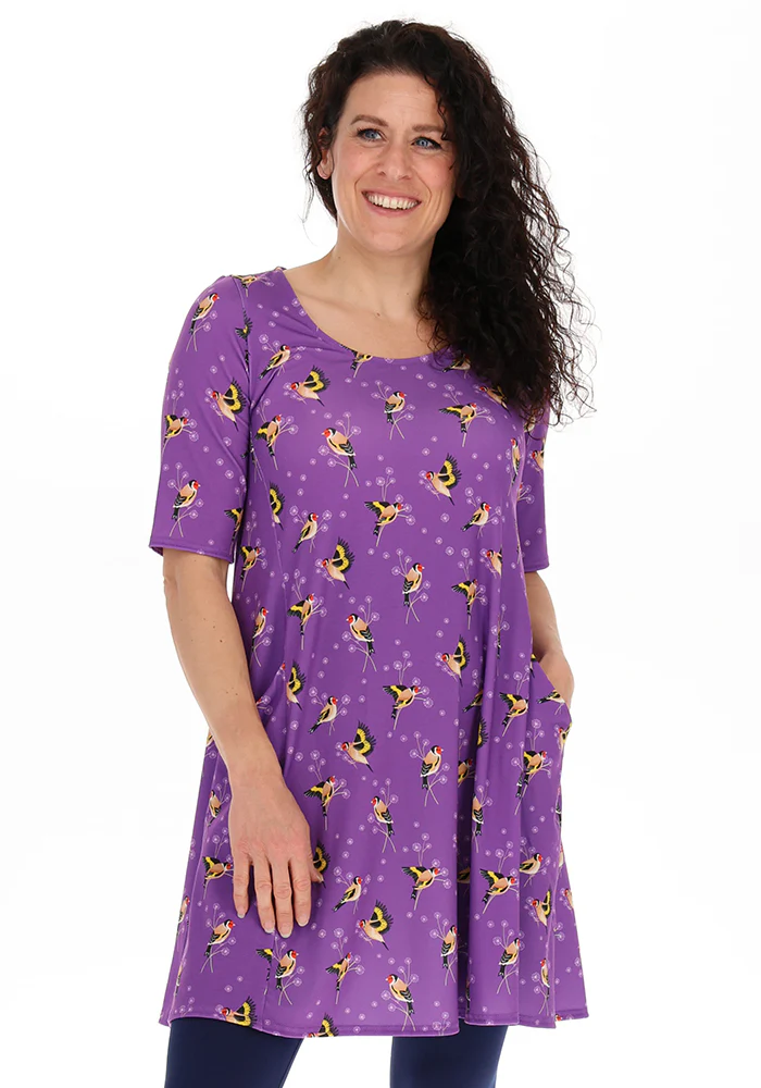 Hanna Light Purple Goldfinch Print Tunic - Image 3