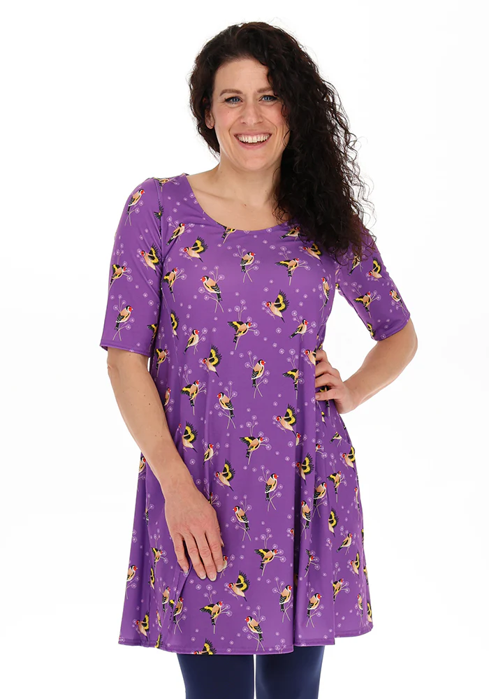 Hanna Light Purple Goldfinch Print Tunic - Image 4