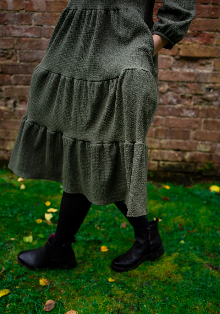 Hattie Khaki Tiered Hem Dress - Image 8