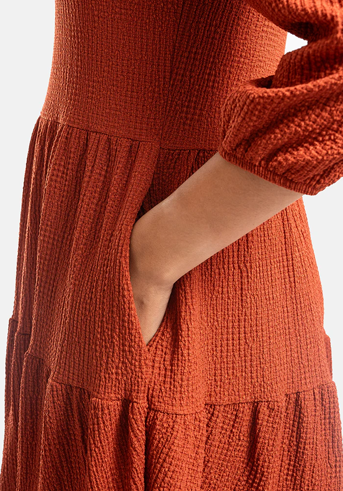 Hattie Rust Tiered Hem Dress - Image 2