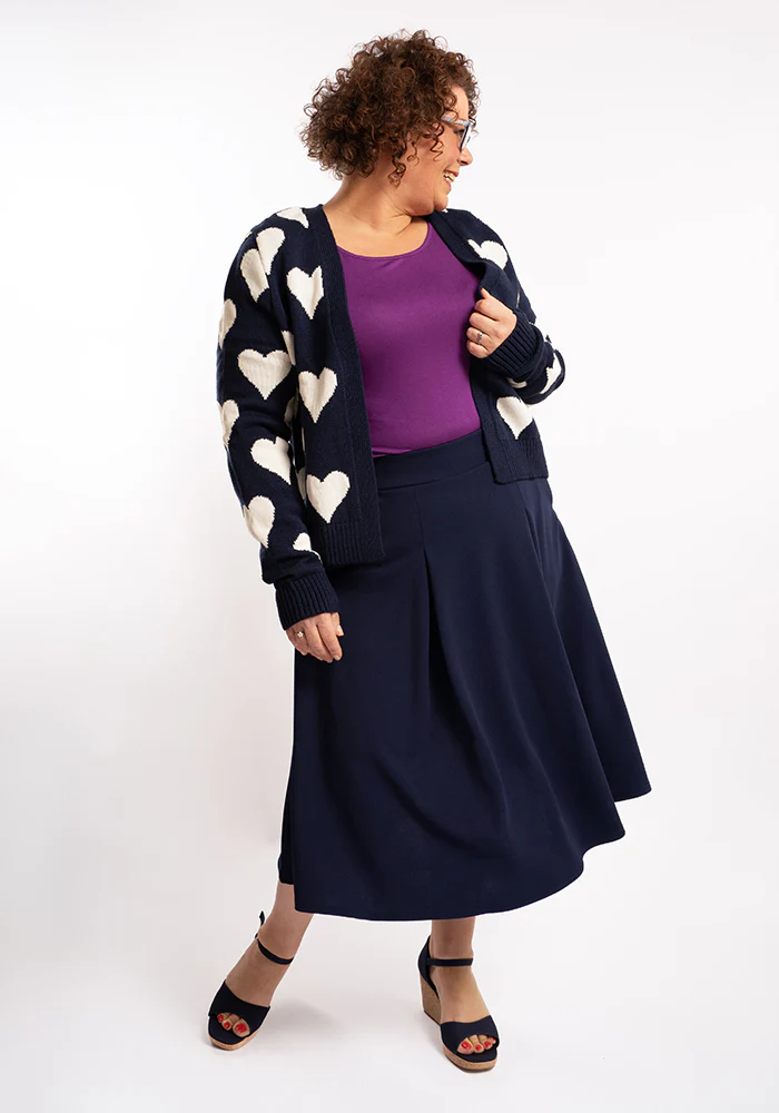 Heart Knit Cardigan Navy / Warm White - Image 3