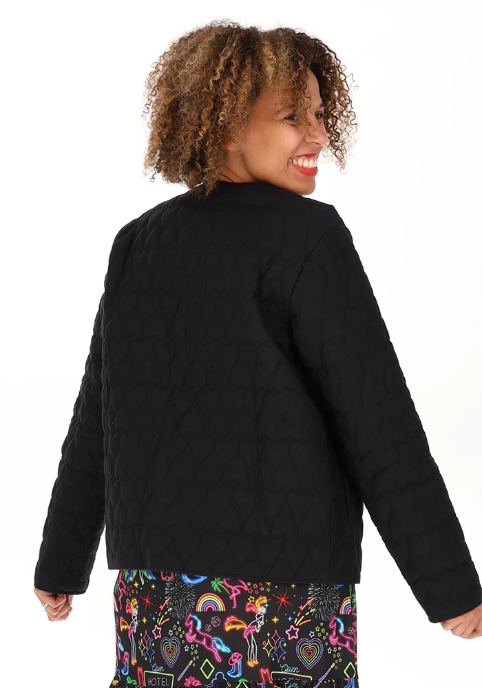 Black Heart Stitch Quilted Jacket for Women - Image 3