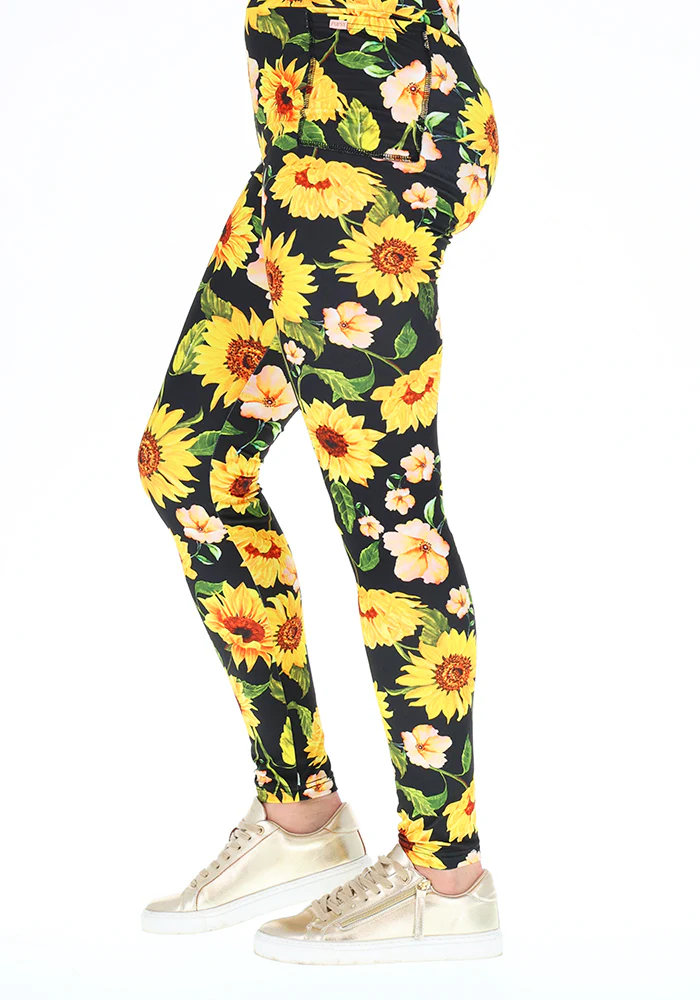 Heath Black Sunflower Print Leggings