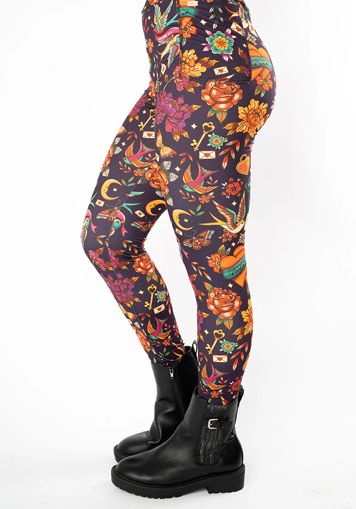 Heath Purple Tattoo Print Leggings - Image 4