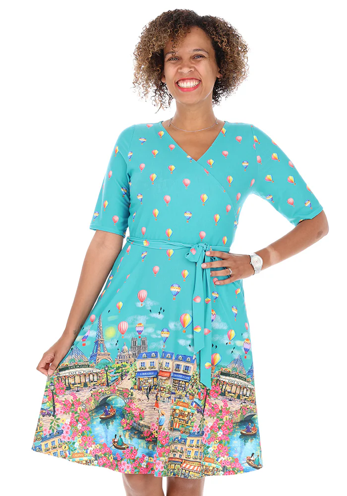 Heloise Parisian Border Print Jersey Dress