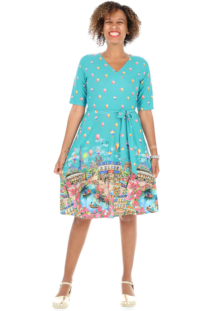 Heloise Parisian Border Print Jersey Dress - Image 4