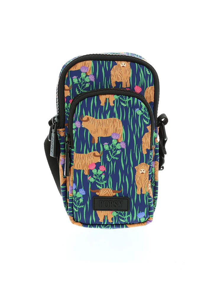 Highland Cow Print Phone Pocket Bag