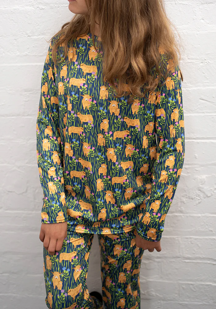 Highland Cow Print Children's Pyjama Set (Daisy) - Image 3