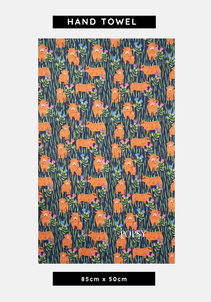 Highland Cow Print Hand Towel