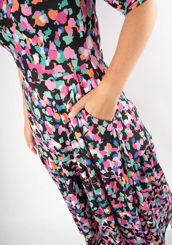 Hollyn Confetti Print Tiered Hem Midi Dress - Image 4