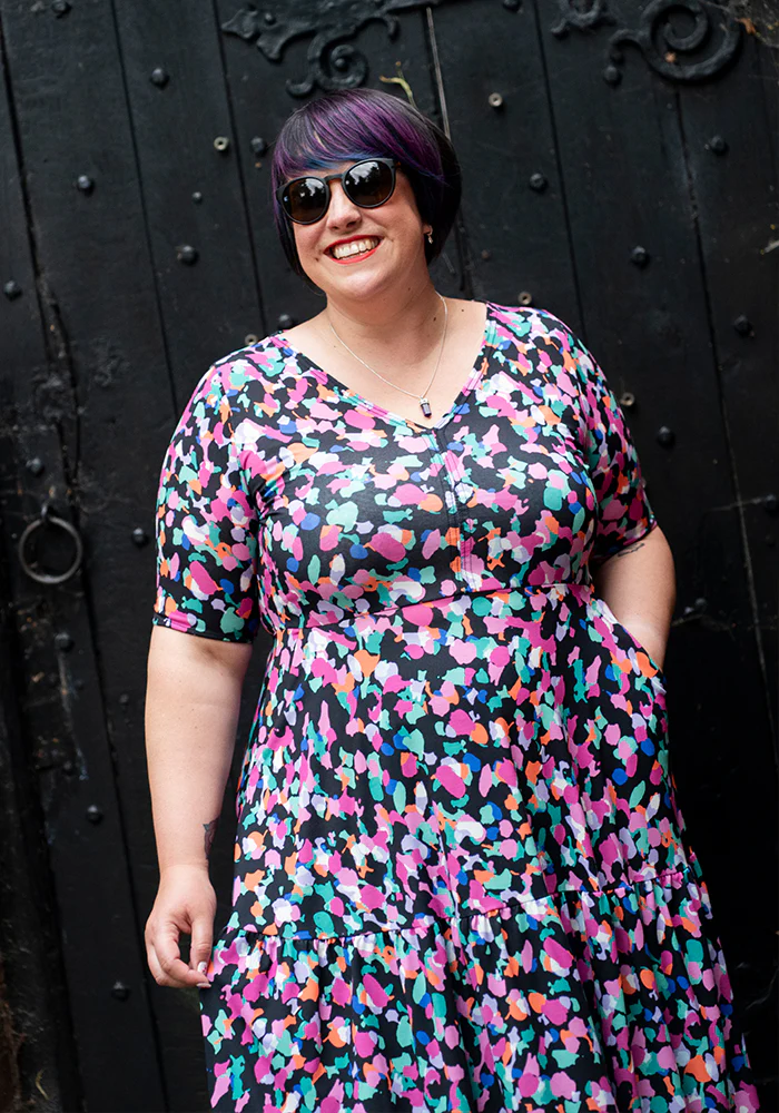 Hollyn Confetti Print Tiered Hem Midi Dress - Image 7