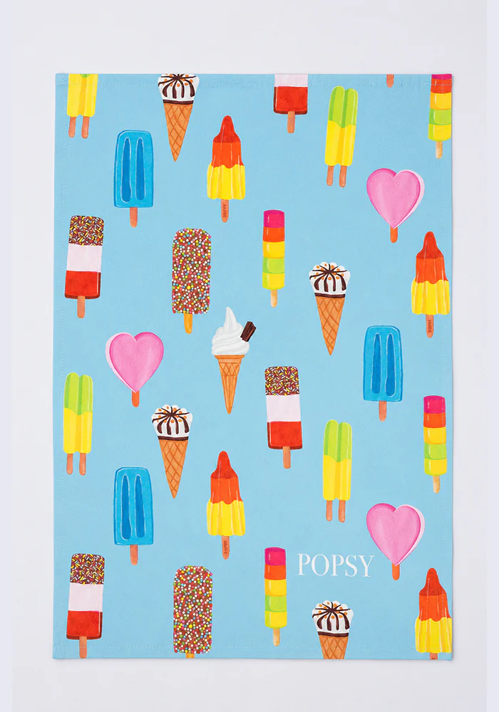 Ice Cream & Lolly Print Tea Towel