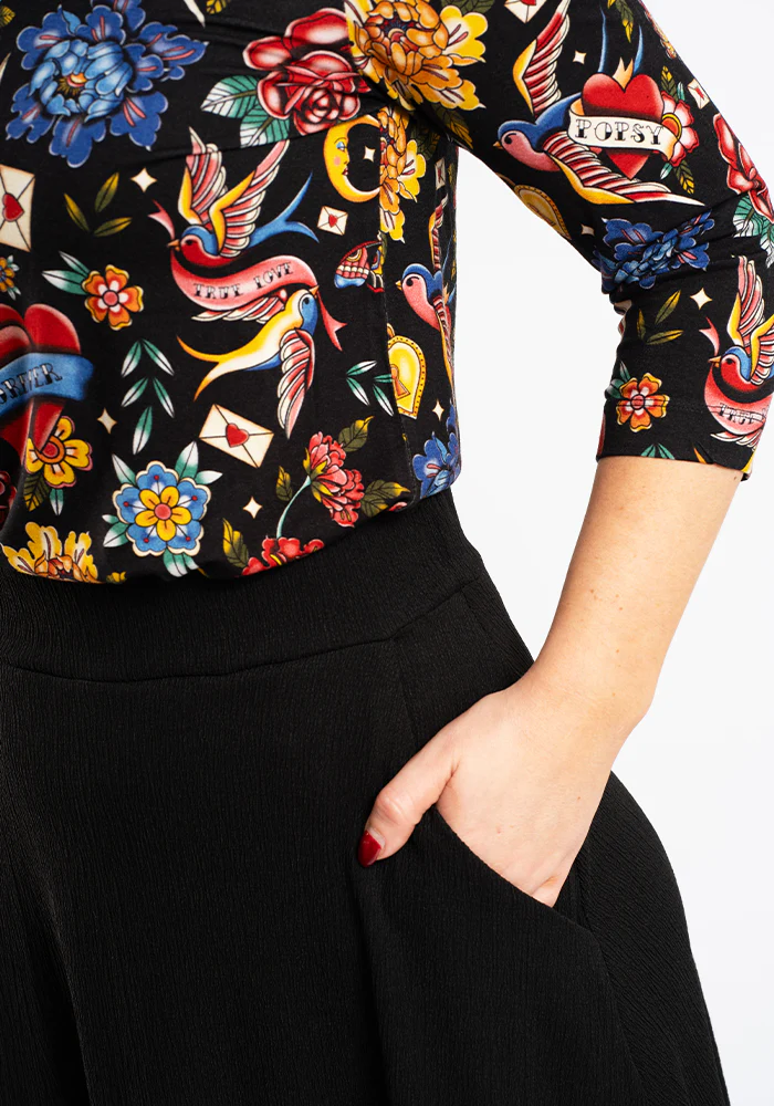 Ida Black Maxi Length Tiered Hem Skirt - Image 7