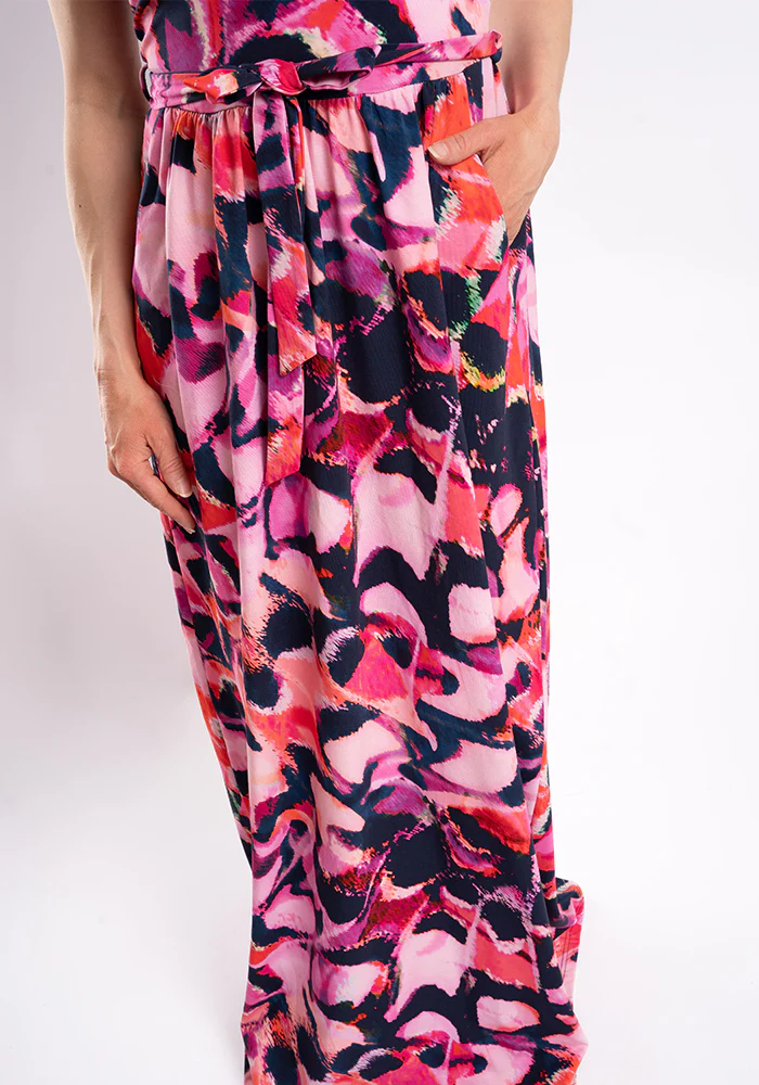 Iman Abstract Butterfly Wing Print Cotton Maxi Dress - Image 6