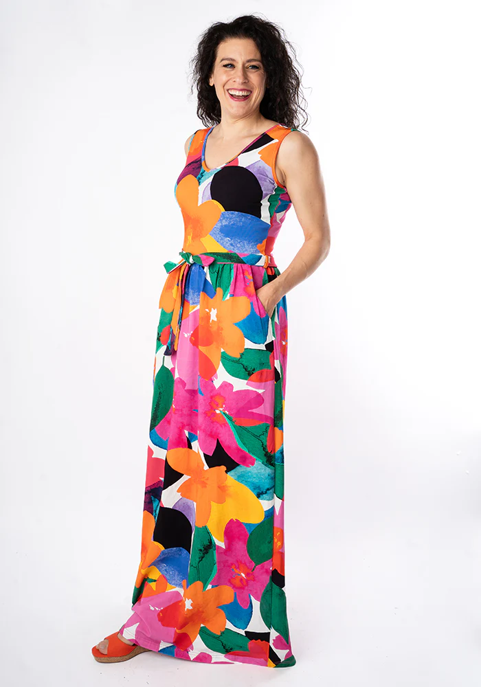Diodora Large Watercolour Flower Print Cotton Maxi Dress - Image 3