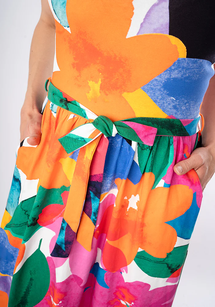 Diodora Large Watercolour Flower Print Cotton Maxi Dress - Image 4