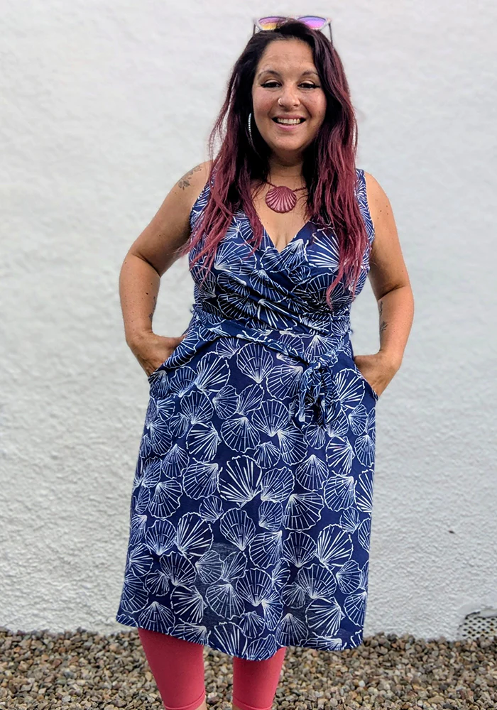 Indigo Scallop Shell Print Dress - Image 4
