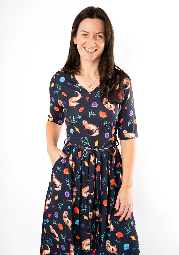 Jaclyn Sea Otter Print Midi Dress - Image 4