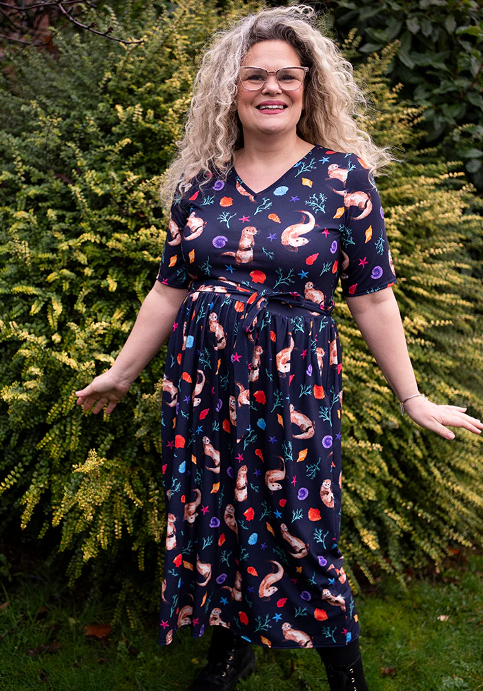 Jaclyn Sea Otter Print Midi Dress - Image 6
