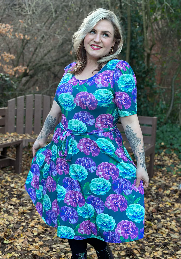 January Carnation Birth Flower Print Jersey Dress - Image 3