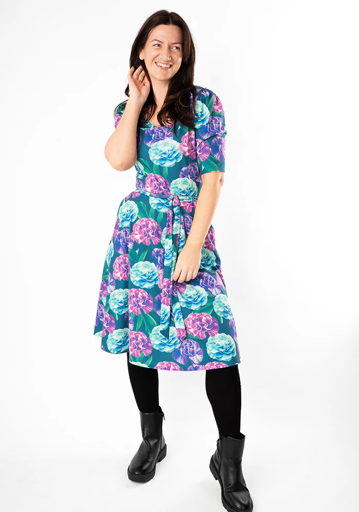 January Carnation Birth Flower Print Jersey Dress - Image 4