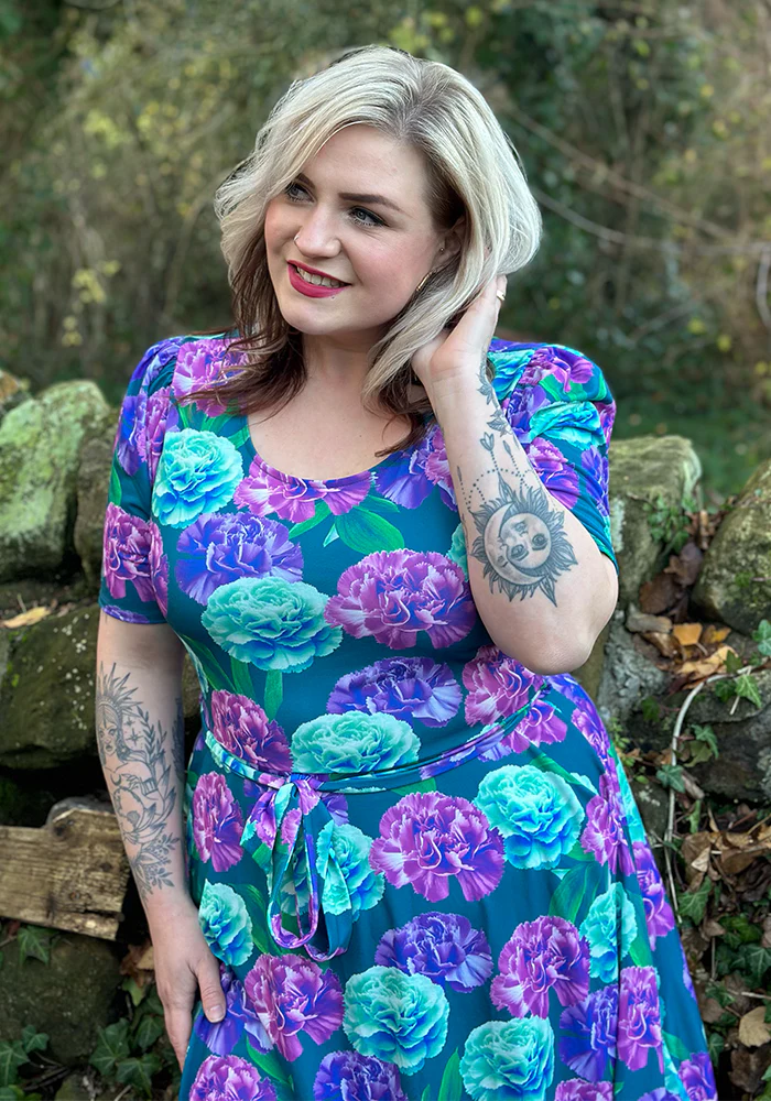 January Carnation Birth Flower Print Jersey Dress - Image 5