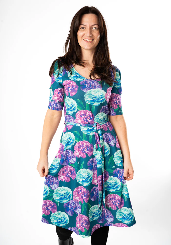 January Carnation Birth Flower Print Jersey Dress - Image 6