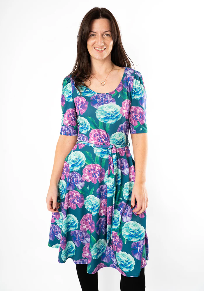 January Carnation Birth Flower Print Jersey Dress - Image 8