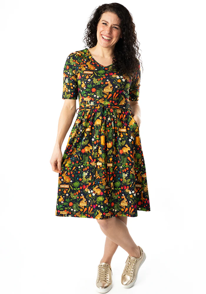 Jeanne Rabbit Garden Print Cotton Dress - Image 4