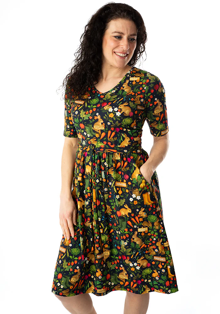 Jeanne Rabbit Garden Print Cotton Dress - Image 6