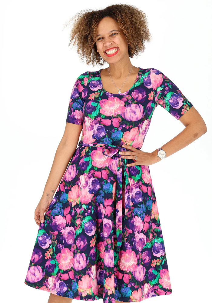 Jessamy Blurred Floral Print Cotton Swing Dress