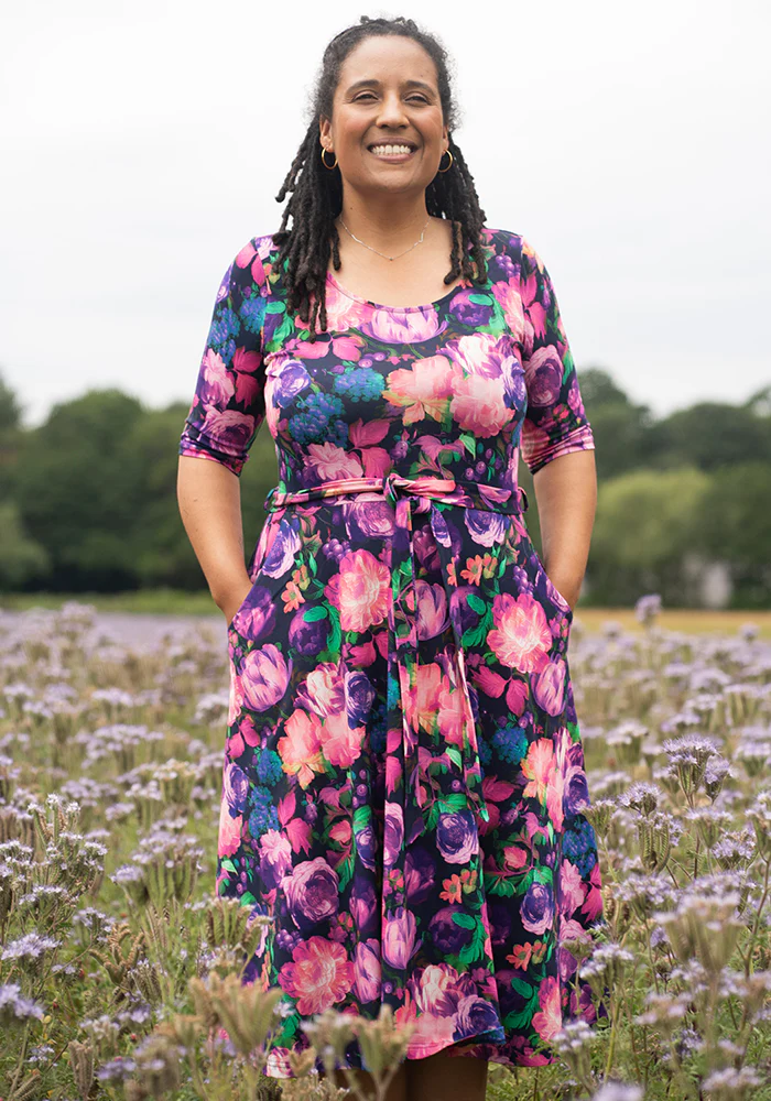 Jessamy Blurred Floral Print Cotton Swing Dress - Image 3