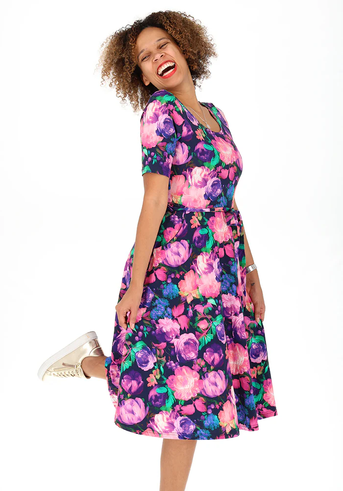 Jessamy Blurred Floral Print Cotton Swing Dress - Image 4