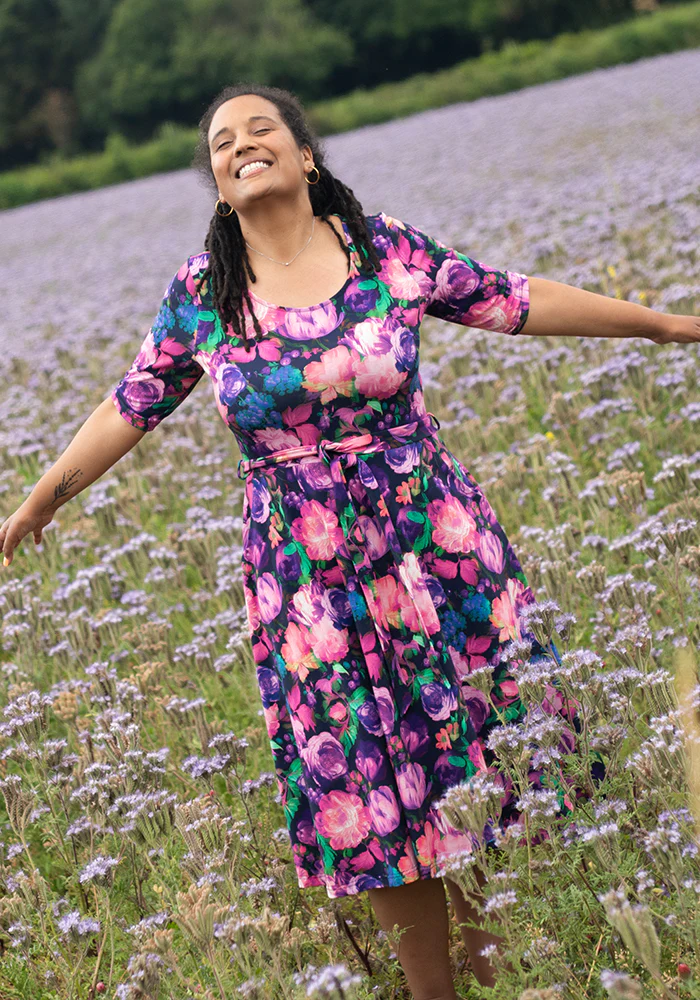 Jessamy Blurred Floral Print Cotton Swing Dress - Image 5