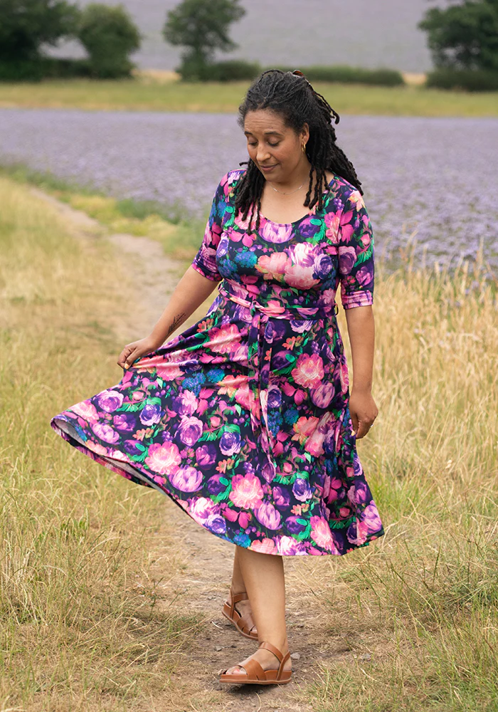 Jessamy Blurred Floral Print Cotton Swing Dress - Image 7